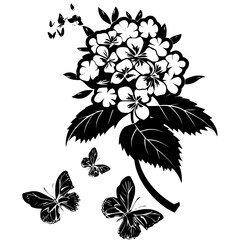 Hydrangea silhouette, Hydrangea svg, Hydrangea png, Hydrangea illustration, Hydrangea, silhouette flower, floral svg, herb svg, flower illustration, flower, floral, vector, nature, illustration, sprin