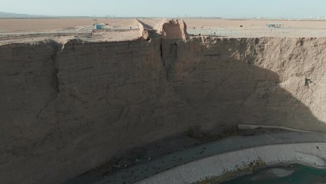 Drone shot of the Jiayu Pass at the Beida River Gorge.