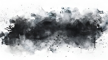 Abstract black watercolor rough textured grunge background with white dotted dust scattered around