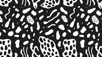 Abstract doodle seamless pattern background,  Abstract scattered  background, Seamless leopard black and white pattern, cat spots, vector background