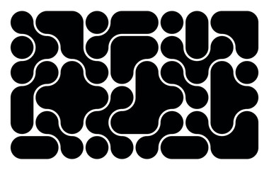 background with black liquid connected circle dots. metaballs pattern on white. abstract geometric shapes collection Point movement flat icon