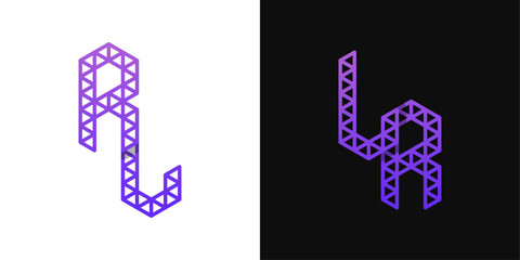 Letters LR and RL Polygon Logo, suitable for business related to polygon with RL or LR initials
