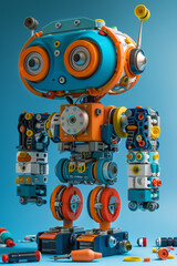 Engaging DIY robotics kit for kids, promoting STEM learning with colorful components and tools.