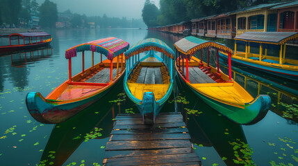 Tradition Kashmiri boat in the river