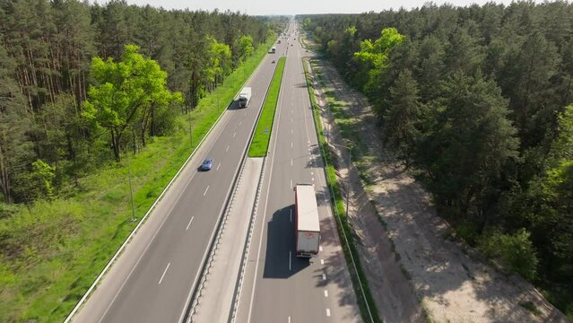 Road industry forest highway transport truck travel speed forest wood countryside