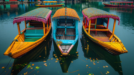 Obraz premium Tradition Kashmiri boat in the river