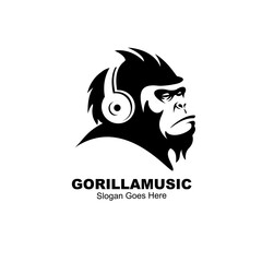 gorilla music logo design concept vector illustration