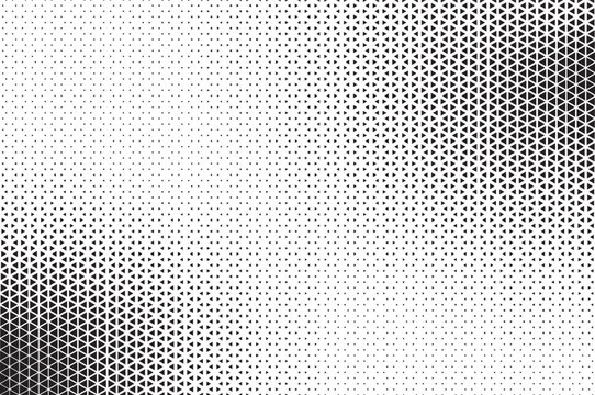 abstract triangle halftone background. triangle vector abstract geometric background. Halftone triangular retro 80s pattern. Minimal style retro dynamic wallpaper.