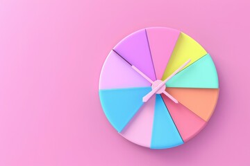 Obraz premium Colorful clock on a pink background with 3d effect perfect for fashion and beauty theme concept