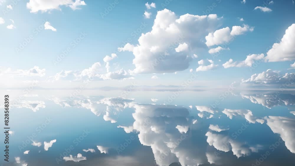 Wall mural a mesmerizing view of the infinite sky and its reflections on the smooth surface of salar de uyuni.