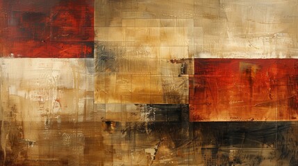 Fototapeta premium An abstract painting with layers of neat lines in varying shades of dark brown.