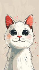 Very cute cat in symmetrical illustration, vector art style
