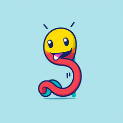 Obraz premium Wiggly_Worm_Worm_doing_a_happy_wiggle_Modern_Line