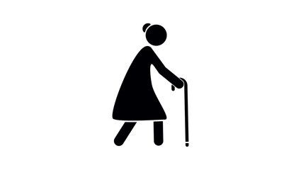 Elderly Woman, black isolated silhouette