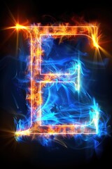 Fiery letter "E" engulfed in flames, suitable for design projects