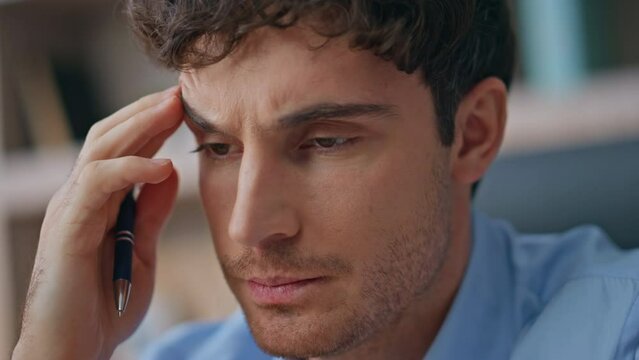 Manager hands typing laptop keyboard at buro. Closeup frustrated man thinking