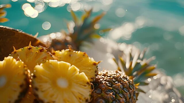 The warm ocean breeze carries the aroma of freshly pineapple and chilled coconut water from the beachside snack bar.