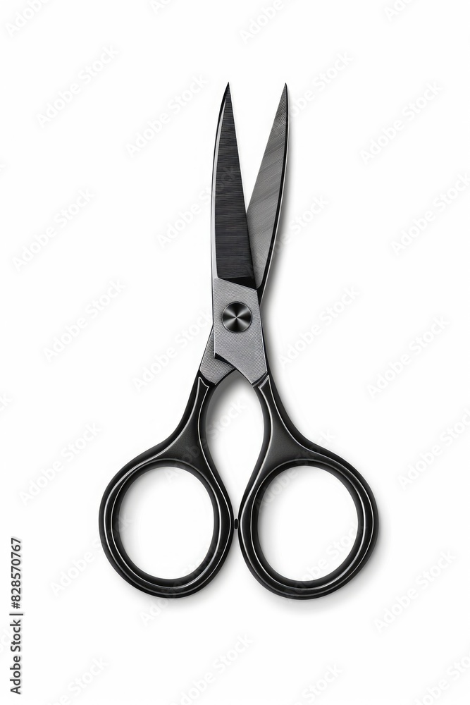 Poster A pair of scissors on a plain white background. Suitable for office or crafting concepts
