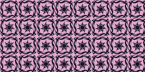 Fototapeta premium Cool pattern with a black sun motif on a purple background