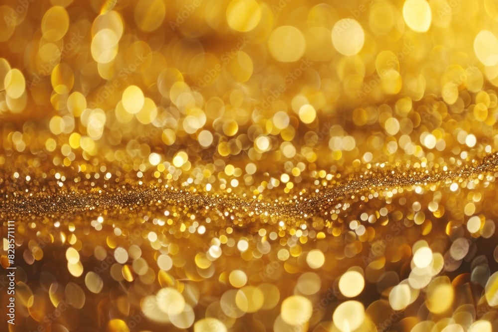 Poster a detailed view of a shimmering gold glitter background, perfect for adding a touch of elegance to a