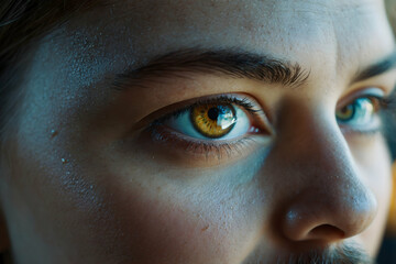 Fototapeta premium close up of eye Close up macro photo of a green human eye representing the concept of eye health vision and potentia