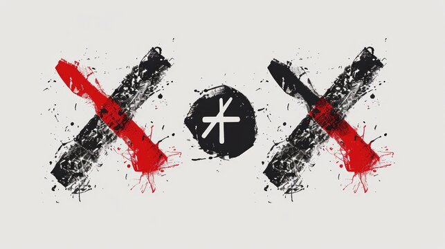 A black and red XOX sign with a red cross. Perfect for medical or Valentine's Day themes