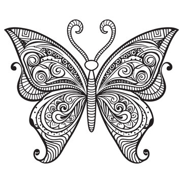 recommend clip art: Doodle Ornate Butterfly, Adult Coloring Page Template. 