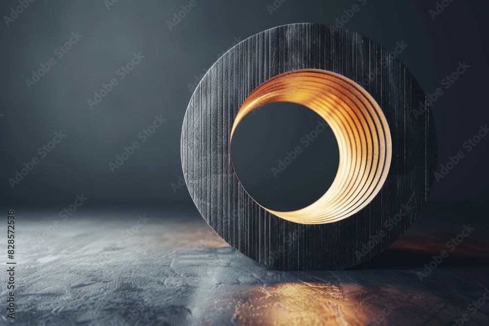 Aufkleber a wooden object on a table with a black background. perfect for product displays