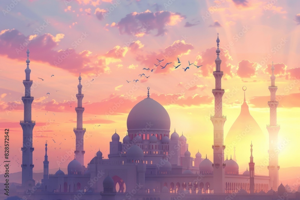Poster a large white building with numerous spires, suitable for architectural designs