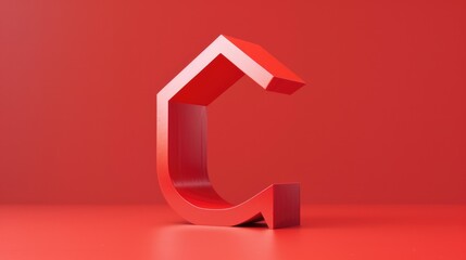 A red letter C on a red surface. Suitable for educational and design purposes
