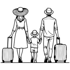 Family Traveling with Luggage.