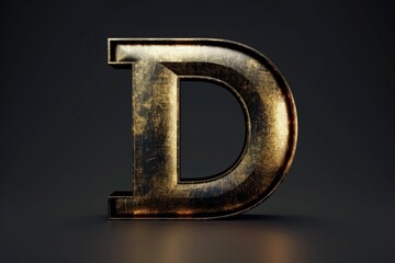 A golden letter D on a sleek black background. Perfect for branding and design projects