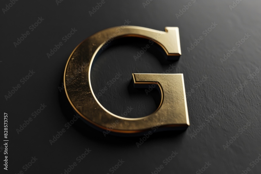 Poster Bold and striking golden letter G on a sleek black background. Perfect for branding and design projects