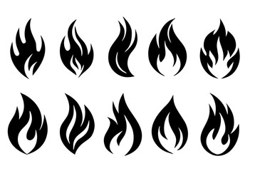 set of fire symbols isolated on white background © Sirbon