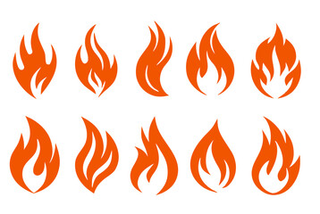 set of fire symbols isolated on white background, vector illustration