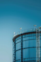 Obraz premium A large metal tank sitting on top of a field. Suitable for industrial and agricultural concepts