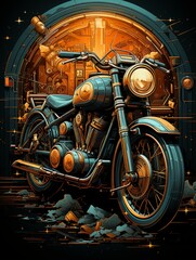 t-shirt design with an old motorbike logo