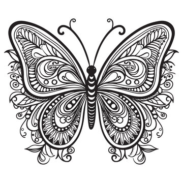 recommend clip art: Doodle Ornate Butterfly, Adult Coloring Page Template. 