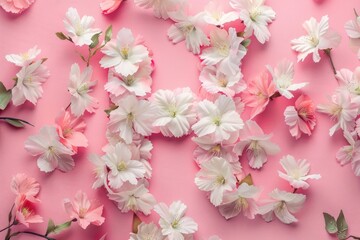 Beautiful white and pink flowers on a soft pink background. Perfect for spring and feminine designs