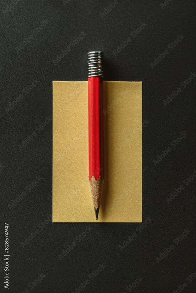 Aufkleber a red pencil placed on top of a sheet of paper. suitable for office and education concepts