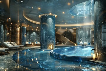 Opulent Indoor Swimming Pool in Luxury Hotel