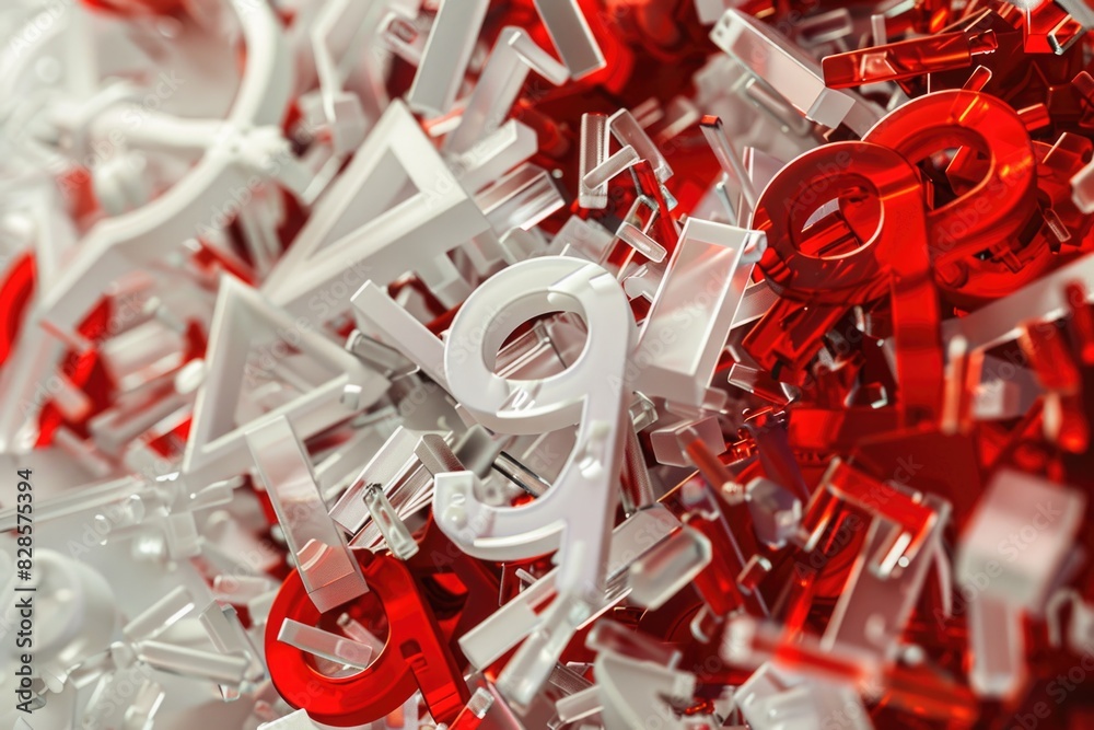 Poster a pile of red and white letters, suitable for various design projects
