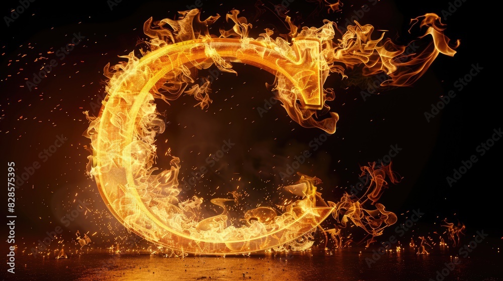 Aufkleber a ring of fire in the shape of the letter c. suitable for design projects and creative concepts