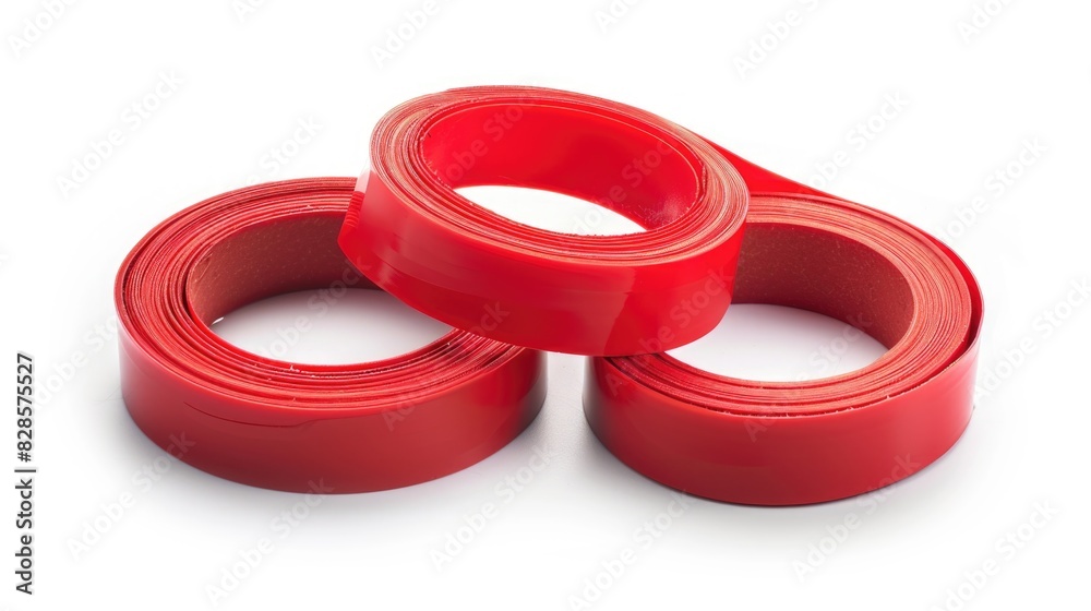 Aufkleber A pair of red tape sitting on top of each other. Ideal for business and office concepts