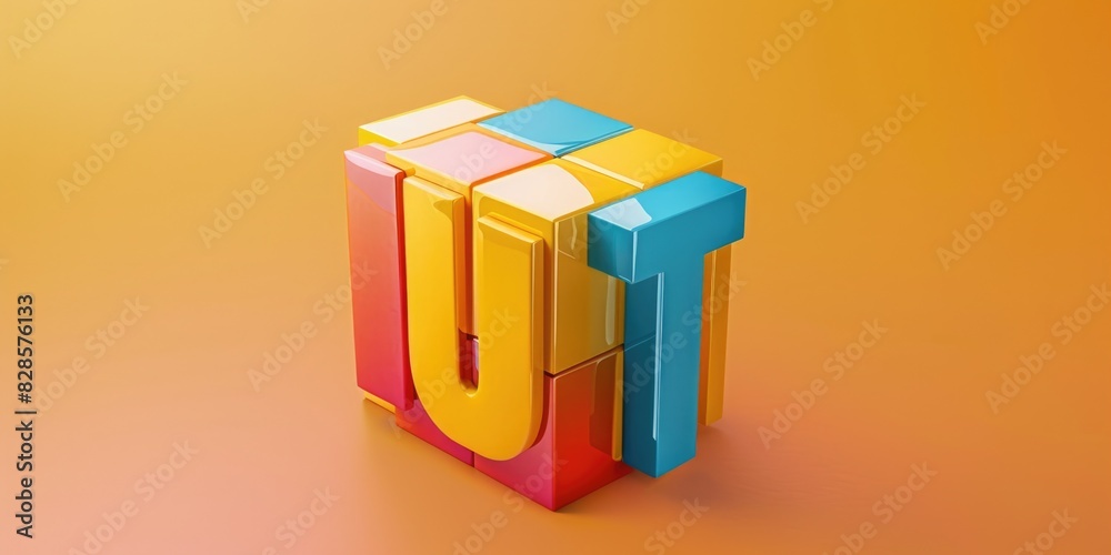 Poster vibrant block with the letter u, suitable for educational and design projects