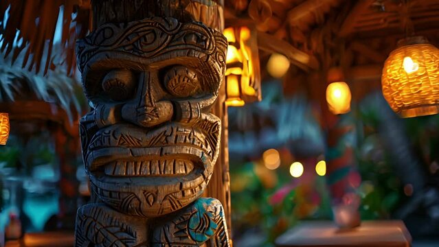 A largerthanlife tiki statue stands guard outside a popular tiki bar said to be carved from the remains of a sunken ship and imbued with the spirit of the sea.