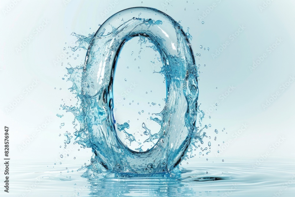 Poster a creative number zero made out of water splashing into the water. suitable for educational and arti
