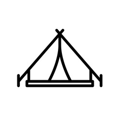 Camp tent line icon. Camping icon. Camping icon isolated on white background. Transparent background, minimalist symbol. Vector images