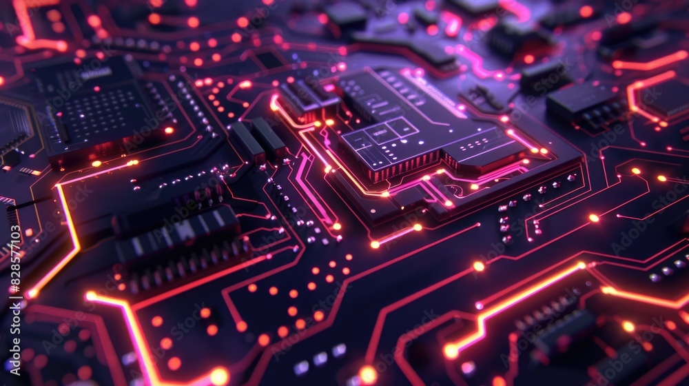 Fototapete detailed view of a computer circuit board, suitable for technology concepts