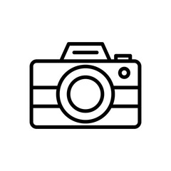 Camera line icon. Photography icon. Camping icon isolated on white background. Transparent background, minimalist symbol. Vector images